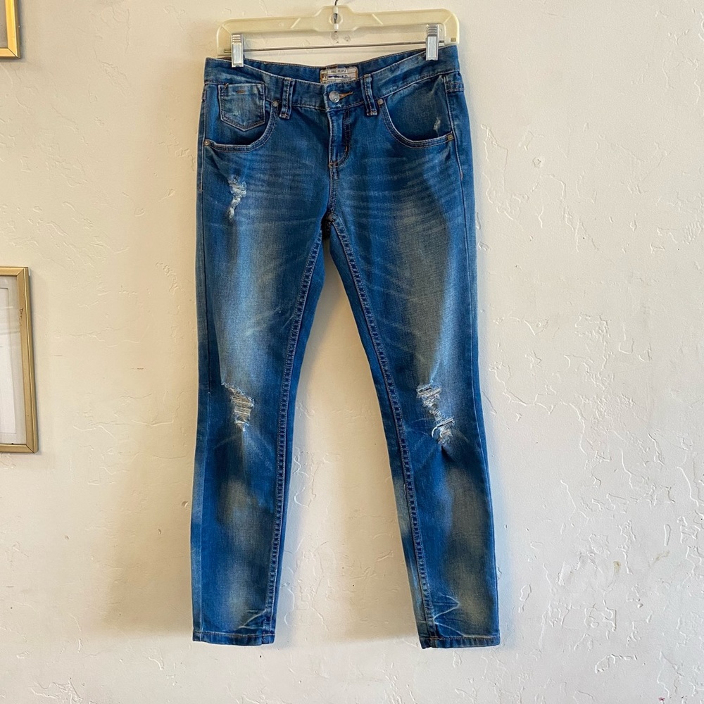 Free People Acid Wash Distressed Skinny Jeans Size 25